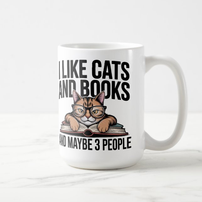 Funny Cat Antisocial Kitty Introvert Book Lover Coffee Mug (Right)