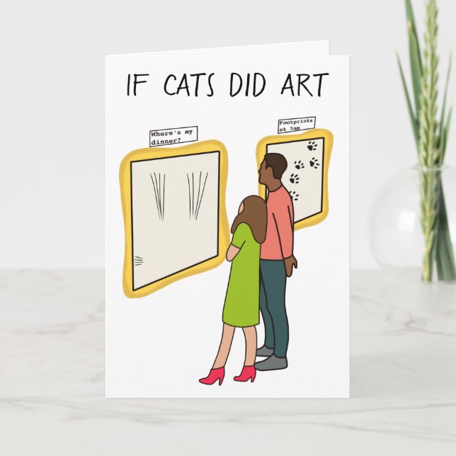 Funny cat art birthday card for cat Dad (Front)