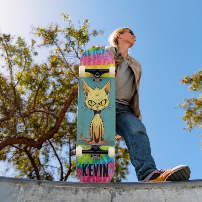 Funny cat art custom name Skateboard Deck (Outdoor 1)