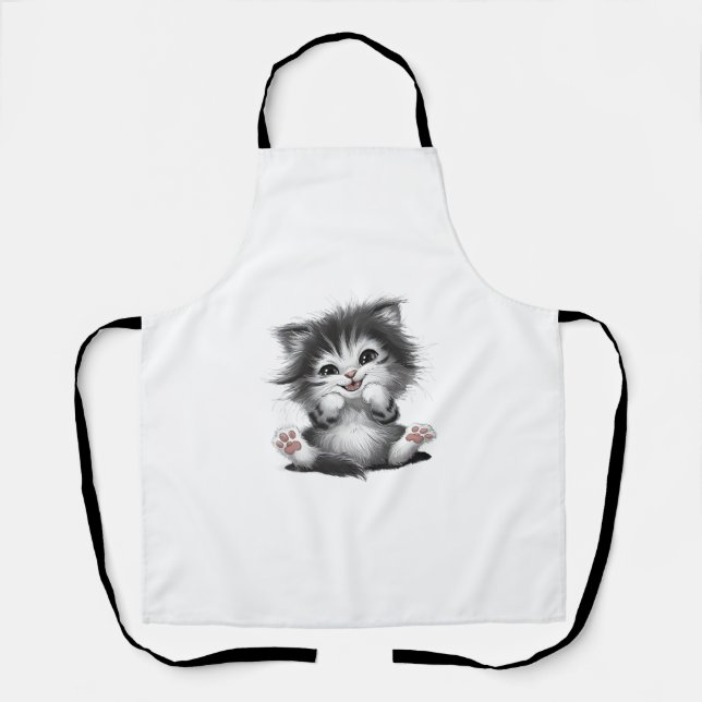 funny cat art print  apron (Front)