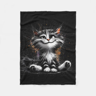 Funny Cat Art Print Fleece Blanket