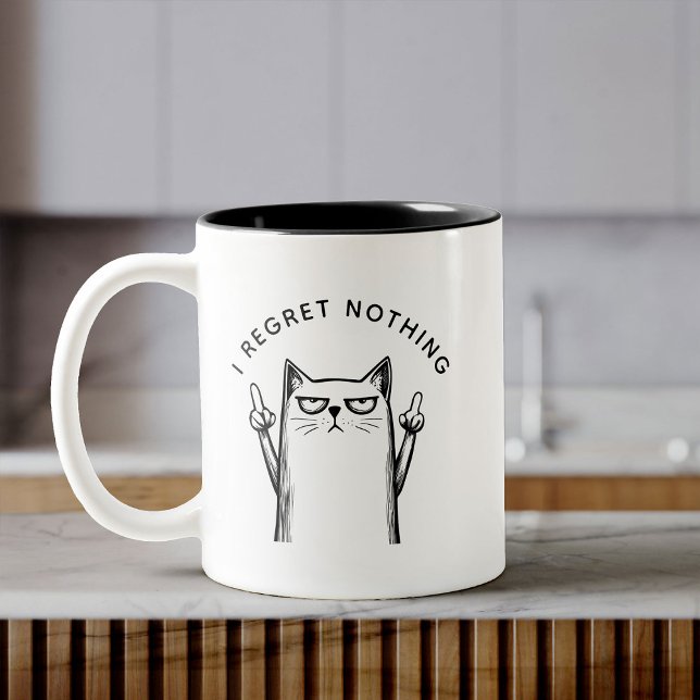 Funny Cat Attitude Sarcastic Humour Trendy Quote Two-Tone Coffee Mug (Creator Uploaded)