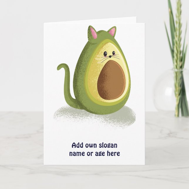 Funny Cat Avocado Cute Teen Graphic Trendy Gift Card (Front)