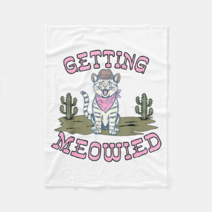 Funny Cat Bachelorette Getting Meowied Bridal Fleece Blanket