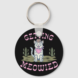 Funny cat bachelorette getting meowied bridal key ring