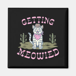 Funny cat bachelorette getting meowied bridal magnet