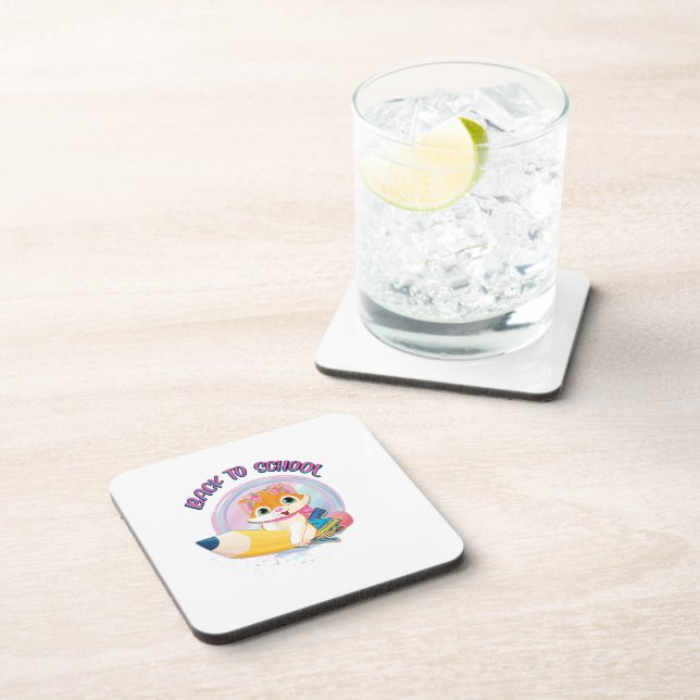 Funny Cat Back To School Coaster (Right Side)