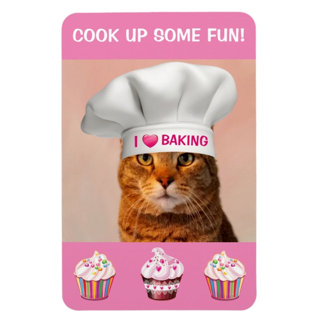 Funny Cat Baking Magnet (Vertical)