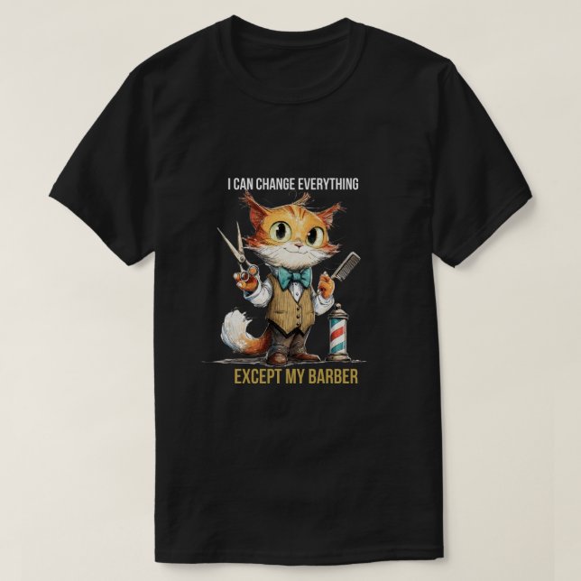 Funny Cat Barber Tee (Design Front)