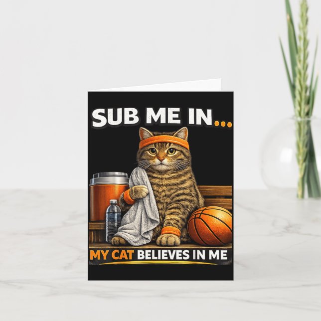 Funny Cat Basketball Player Card (Front)