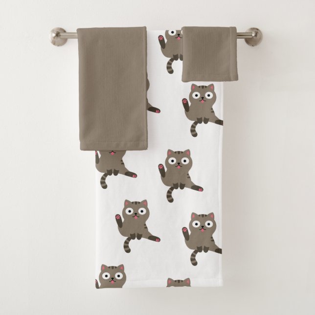 Funny Cat Bath Towel Set (Insitu)