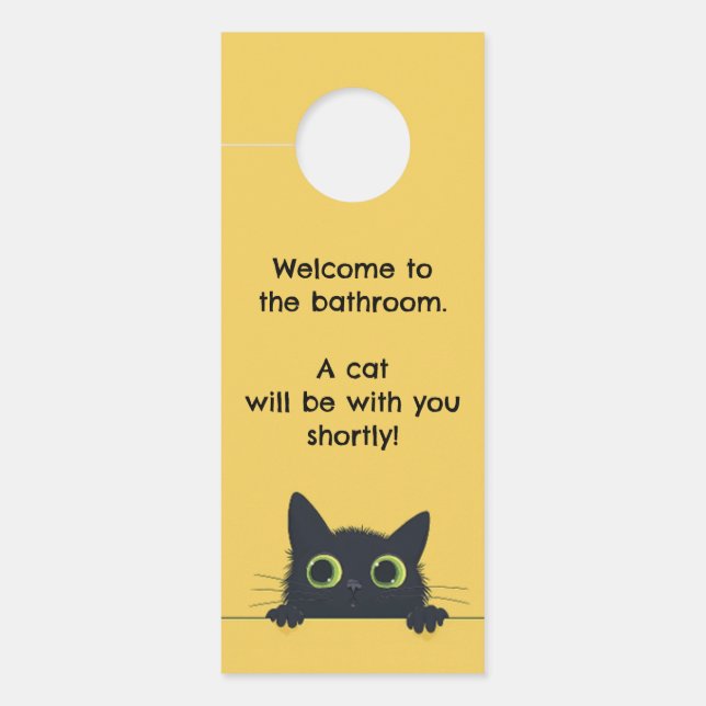 Funny Cat Bathroom  Door Hanger (Front)
