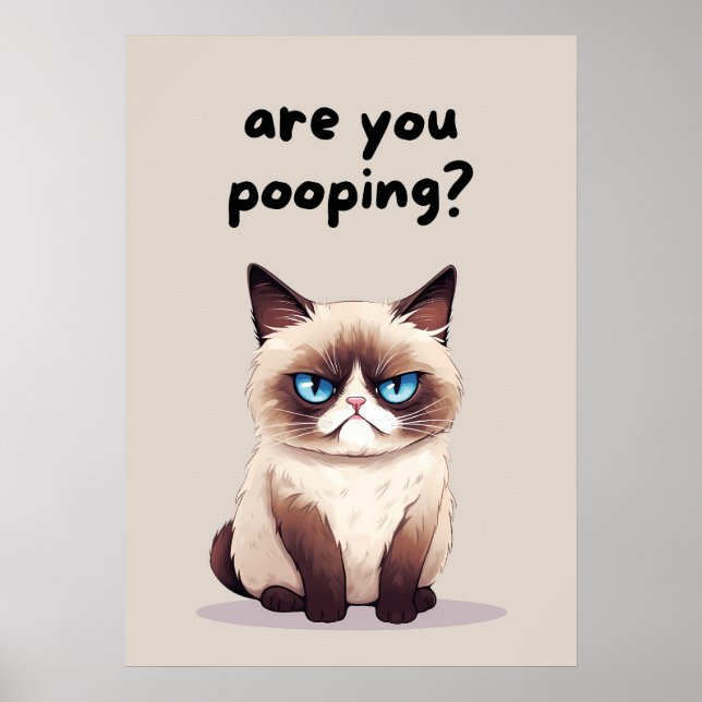Funny Cat Bathroom Humour Poster (Front)
