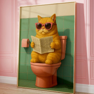 Funny Cat Bathroom Trendy Wall Art