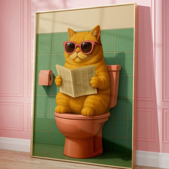 Funny Cat Bathroom Trendy Wall Art (Creator Uploaded)