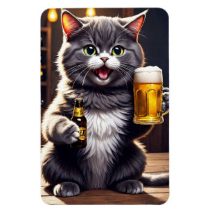 Funny Cat Beer Refrigerator Magnet
