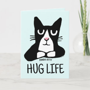 FUNNY CAT BIRTHDAY HUG LIFE PANDA KITTY GREETING  HOLIDAY CARD