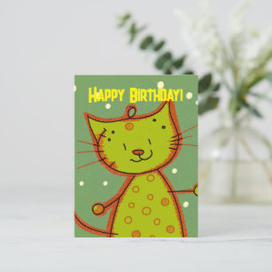 Funny Cat Birthday Postcard for Cat Lovers