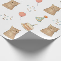 Funny Cat Birthday Wrapping Paper
