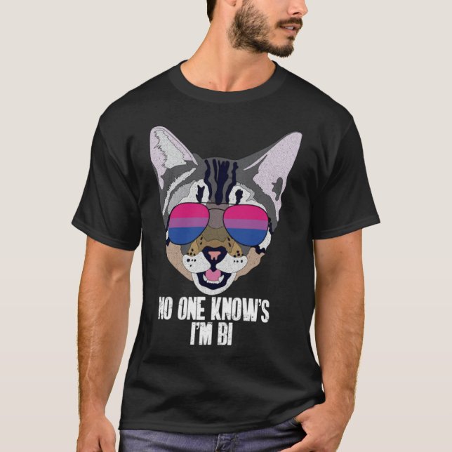 Funny Cat Bisexual Pride No One Knows I'm Bi Pullo T-Shirt (Front)