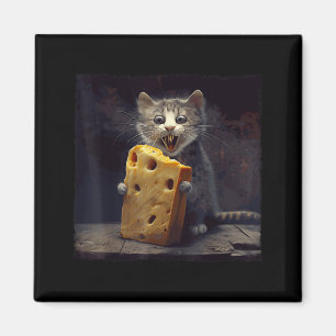 Funny Cat Biting Cheese Men Women Kids Magnet