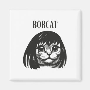 Funny Cat Bob Hairstyle Bobcat Humourous Cats Cat Magnet