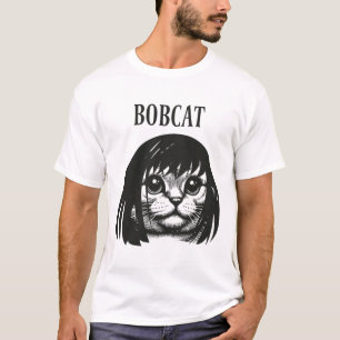 Funny Cat Bob Hairstyle Bobcat Humourous Cats Cat  T-Shirt