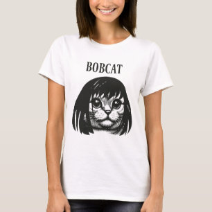 Funny Cat Bob Hairstyle Bobcat Humourous Cats Cat T-Shirt