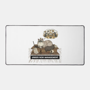 Funny Cat Boss Under New Management WFH Custom Nam Desk Mat