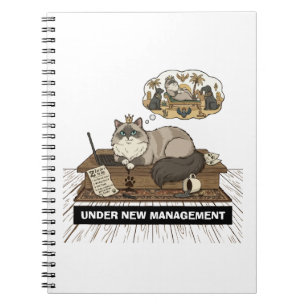 Funny Cat Boss Under New Management WFH Custom Nam Notebook