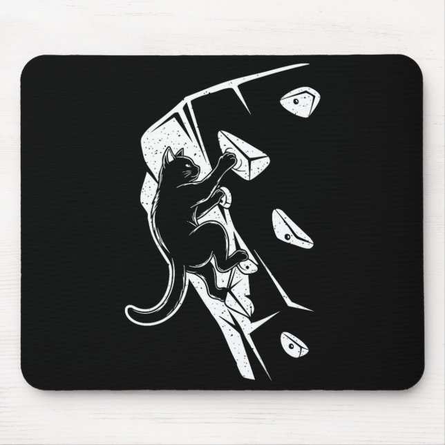 Funny cat bouldering rock climbing cat  mouse pad (Front)