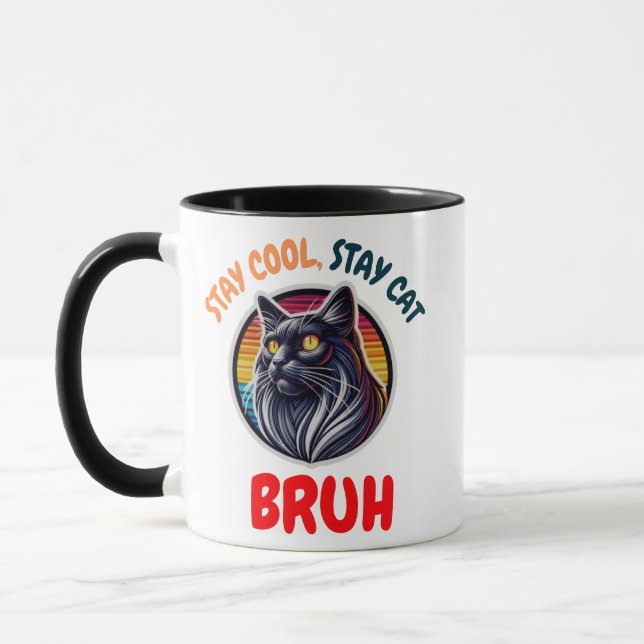 Funny Cat Bruh Cool Cat Vibes Bruh Mug (Left)