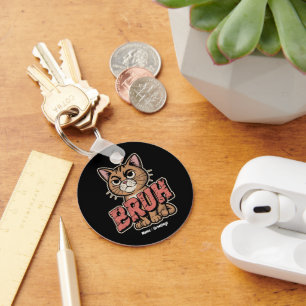 Funny Cat Bruh Meme Graphic Humour Cat Lover Gift Key Ring