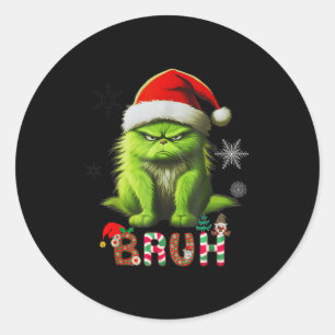 Funny Cat Bruh Saying Bro Classic Round Sticker