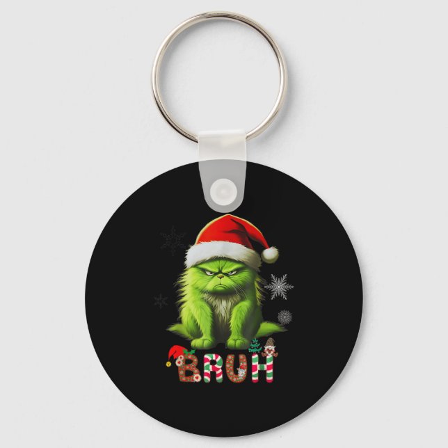 Funny Cat Bruh Saying Bro  Key Ring (Front)