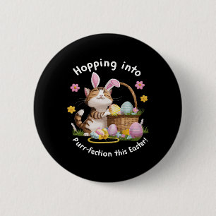 Funny Cat Bunny Ears Happy Easter Eggs Bysket Cand 6 Cm Round Badge