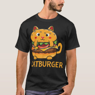 Funny Cat Burger Food Graphic Kawaii Anime Friends T-Shirt