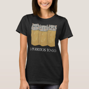 Funny Cat Burrito 3 Purritos To Go Cute Kitten Cin T-Shirt