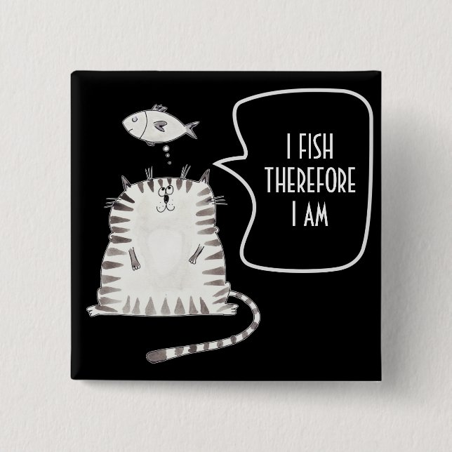 Funny Cat Button Black and White (Front)