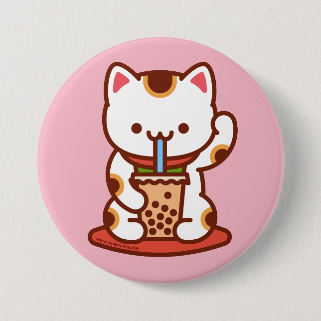 Funny Cat - Button - MANEKI-NEKO BOBA KIT-TEA (Front)