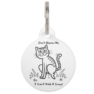 Funny Cat 'Can't Hold A Scoop' Pet Waste Humour Tag
