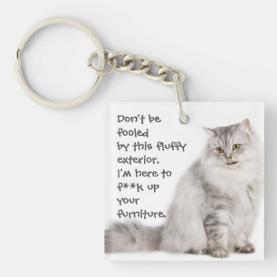 Funny Cat Caption Mess up Furniture Key Ring