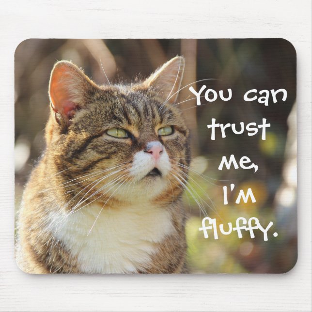 Funny Cat Caption Trust Me I'm Fluffy Mouse Pad (Front)