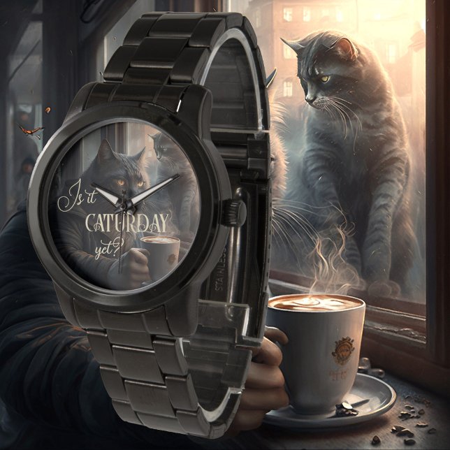 Funny Cat Caturday Coffee Watch (Creator Uploaded)