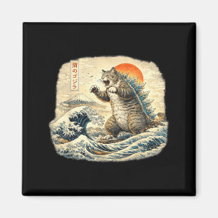 Funny Cat Catzilla Cat Japanese Art Gifts for Men Magnet