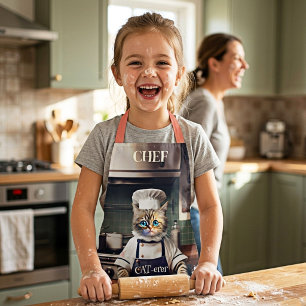Funny Cat Chef Caterer Cute Apron