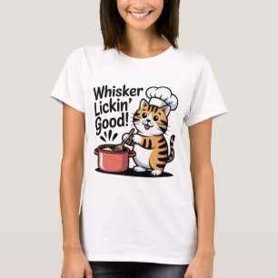 Funny Cat Chef Tee Cooking Humor Graphic T- Shirt
