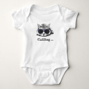 Funny Cat Chilling With Cute Sunglasses Baby Bodysuit
