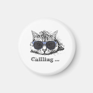 Funny Cat Chilling With Cute Sunglasses        Magnet