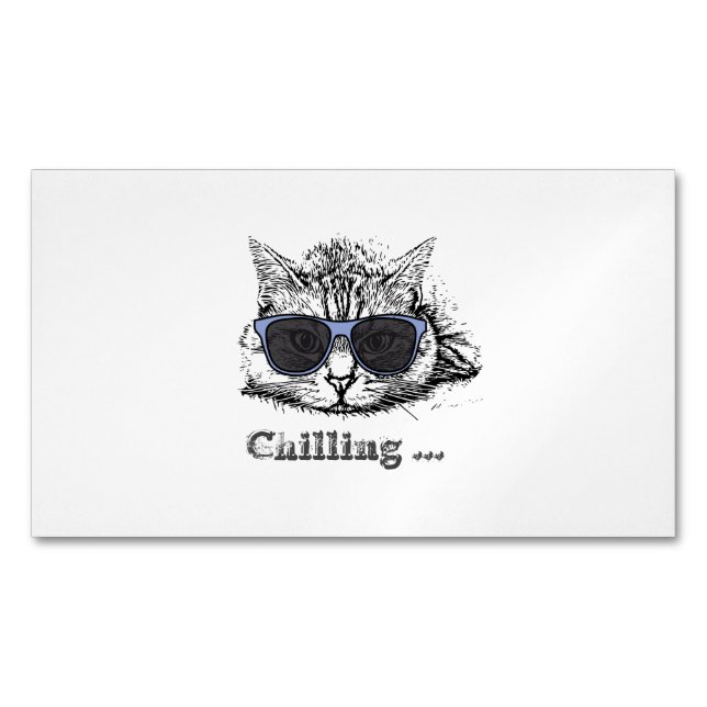 Funny Cat Chilling With Cute Sunglasses       Magnetic Business Card (Front)